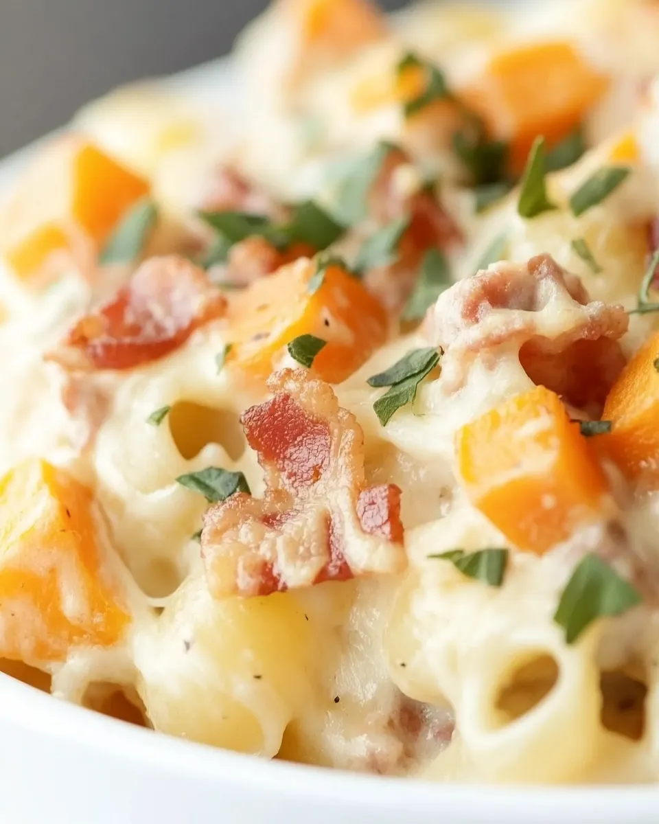 Cheesy Sausage, Bacon and Sweet Potato Pasta Bake - Image 4