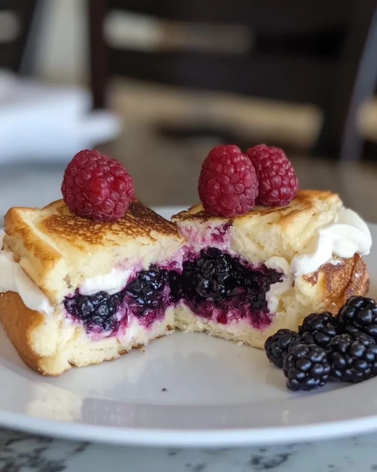 Easy Blackberries And Cream Stuffed French Toast