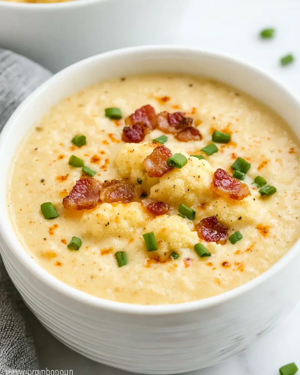 Low Carb Cheesy Bacon Cauliflower Chowder - Image 2