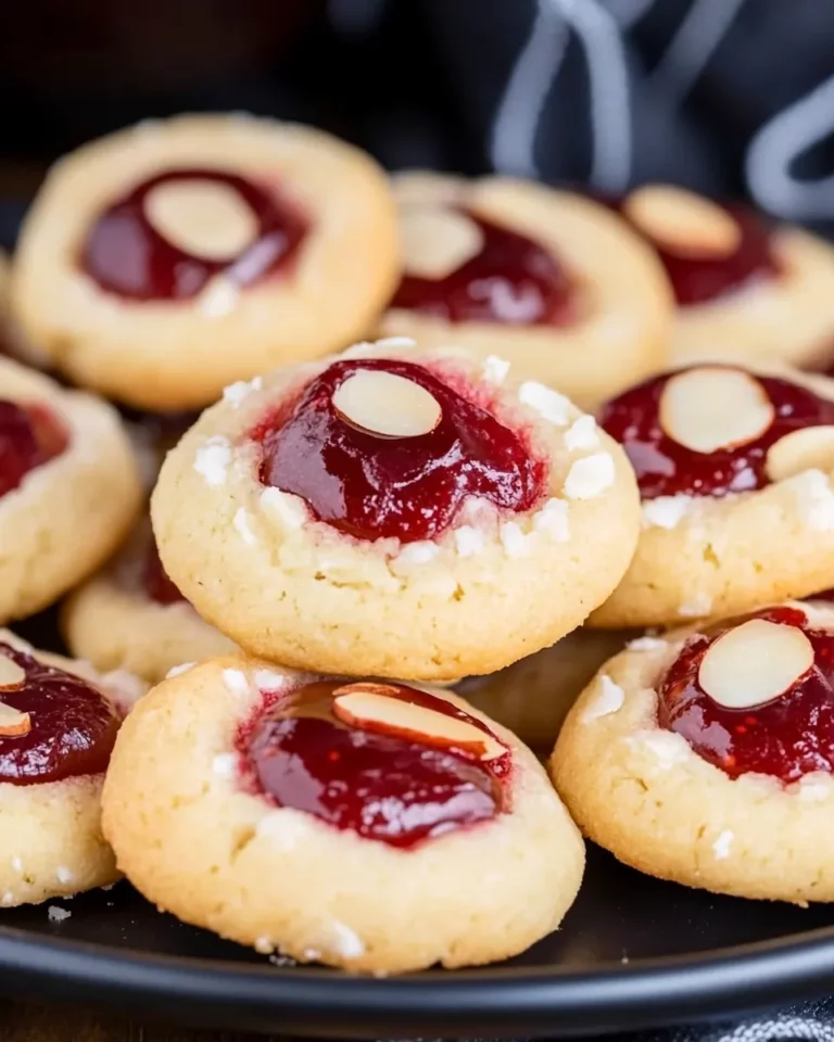 Raspberry Almond Thumbprint Cookies2