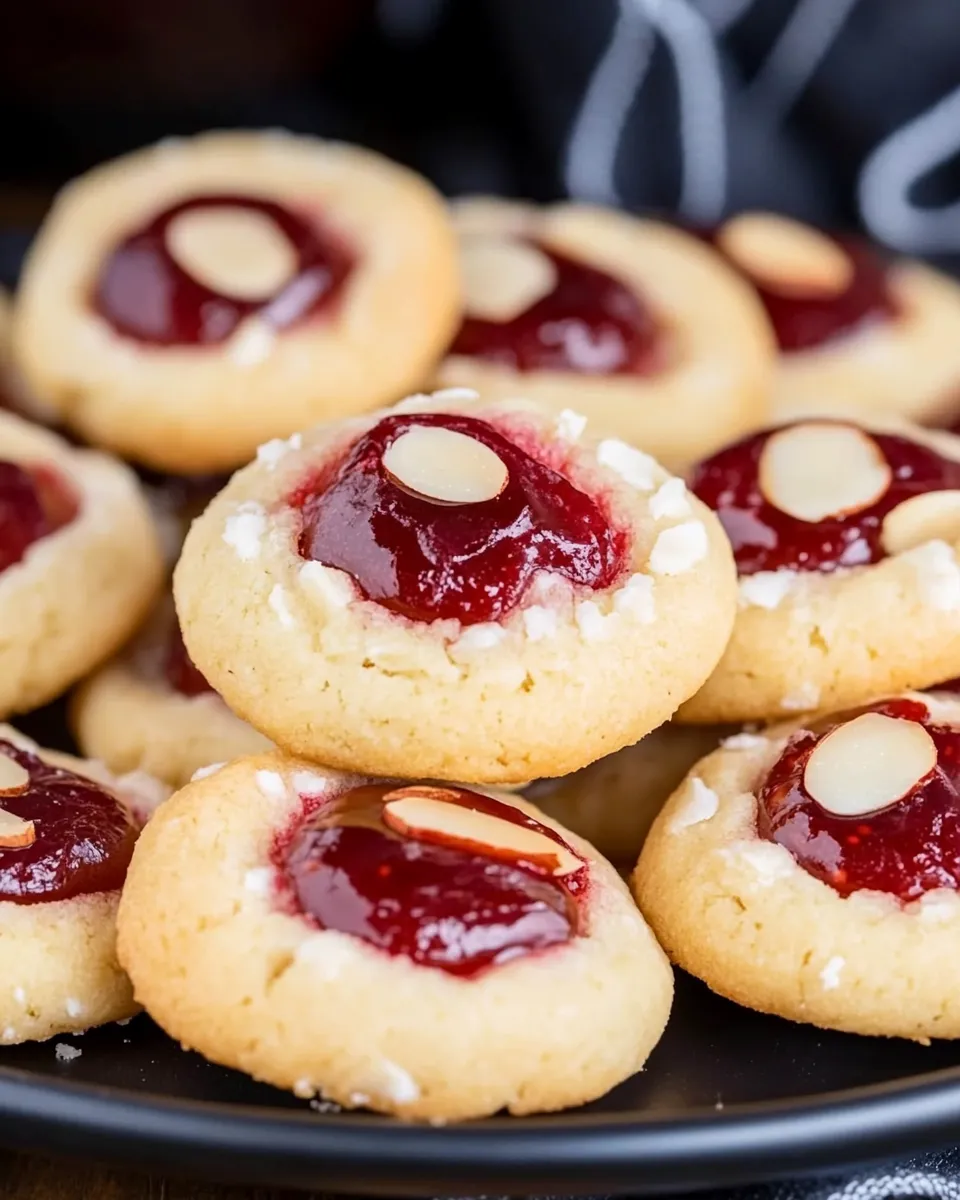Raspberry Almond Thumbprint Cookies2