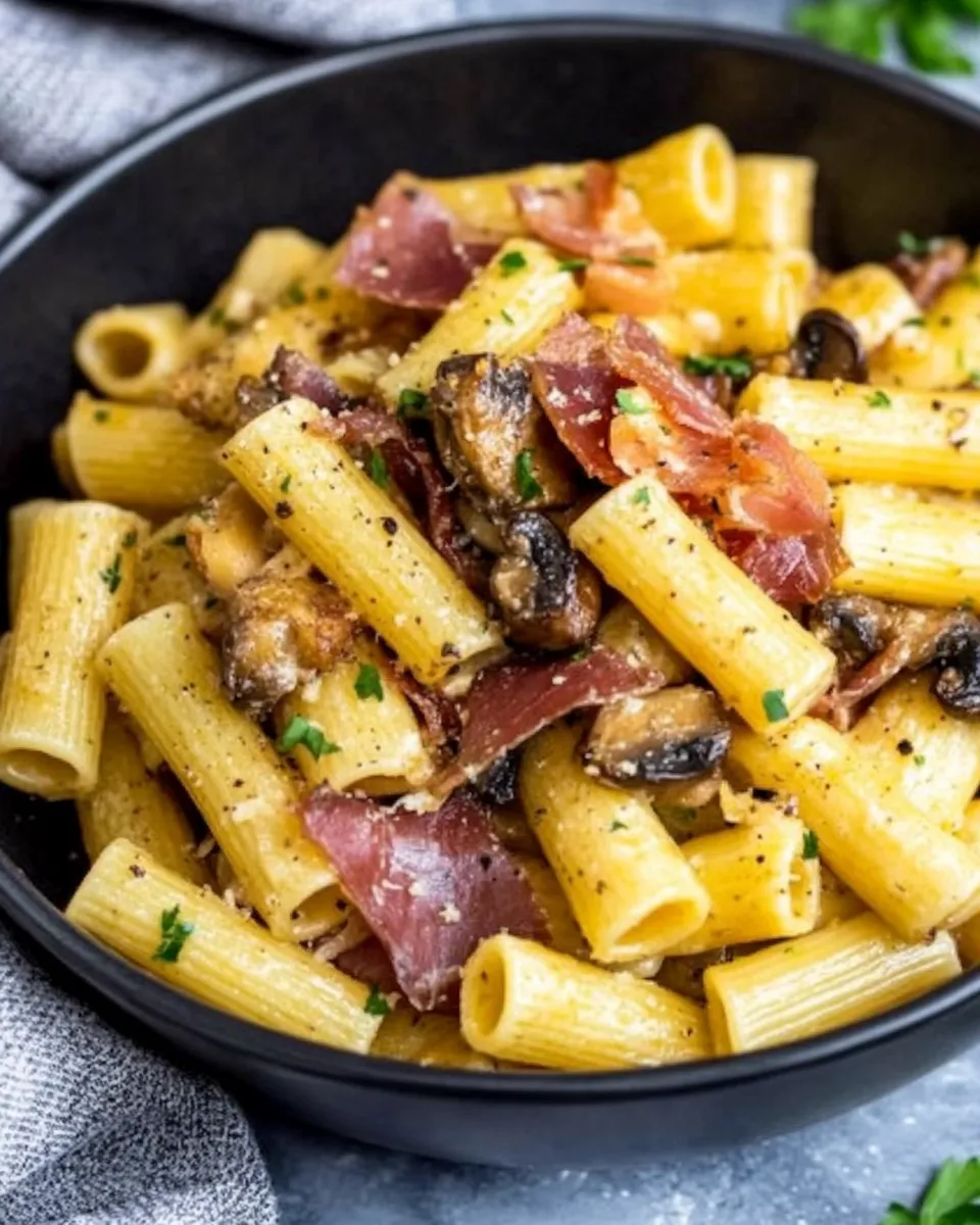 Rigatoni Pasta with Mushrooms and Prosciutto - Image 5