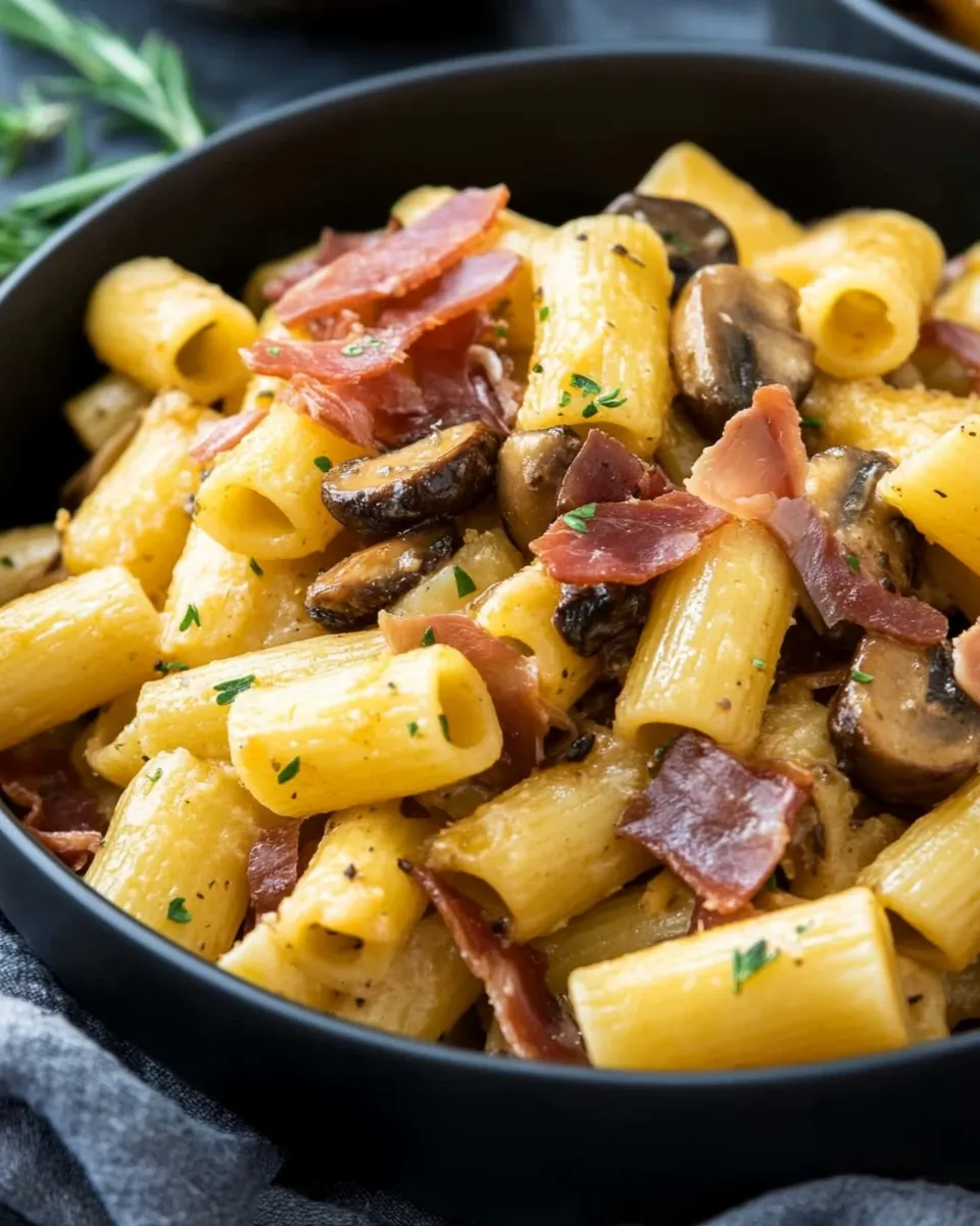 Rigatoni Pasta with Mushrooms and Prosciutto - Image 3