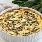 Spinach Mushroom Feta Crustless Quiche Recipe