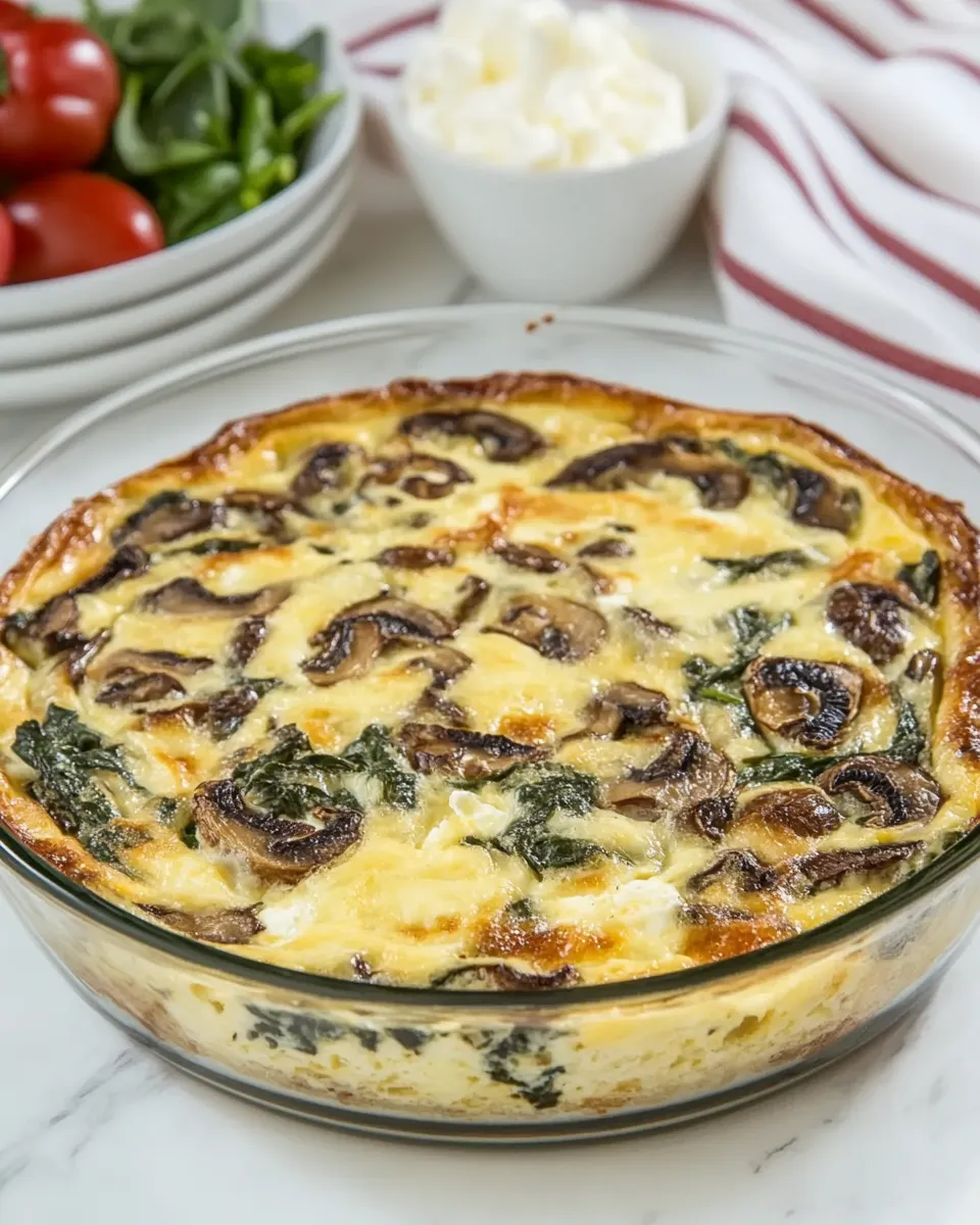 Spinach Mushroom Feta Crustless Quiche Recipe - Image 2