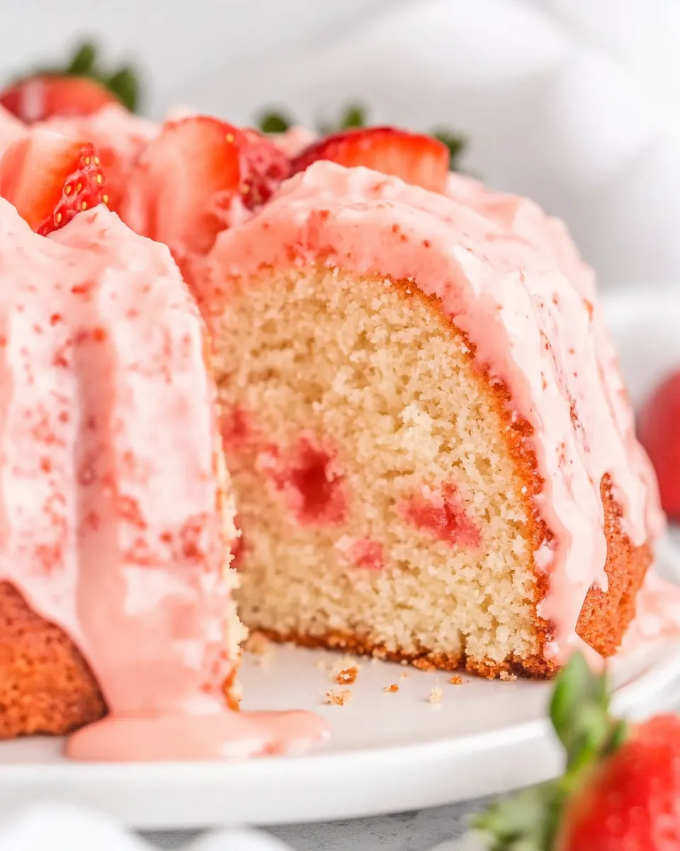 Strawberry Pound Cake With Champagne Glaze2