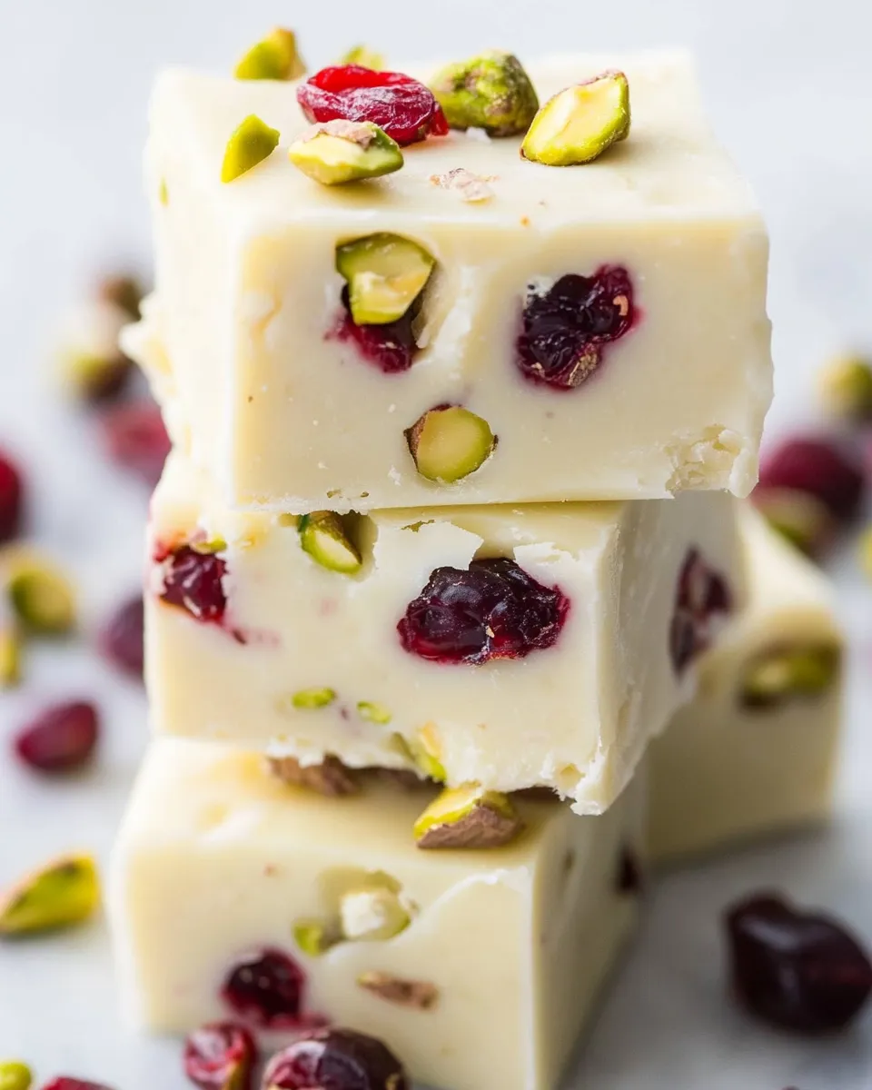 white Chocolate Cranberry Pistachio Fudge - Image 3