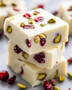 White Chocolate Cranberry Pistachio Fudge 1